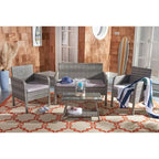SAFAVIEH Ensemble de conversation de patio 4 pièces Zsolt en osier et acier d'extérieur - 42L x 31P x 21H