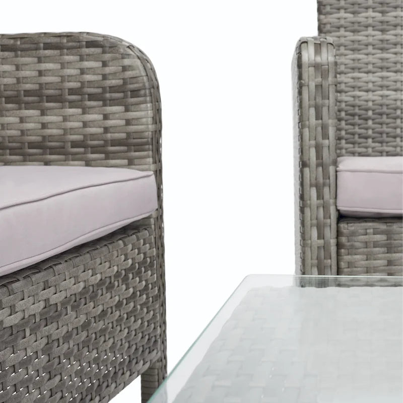 SAFAVIEH Ensemble de conversation de patio 4 pièces Zsolt en osier et acier d'extérieur - 42L x 31P x 21H