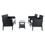 SAFAVIEH Ensemble de conversation de patio 4 pièces Zsolt en osier et acier d'extérieur - 42L x 31P x 21H