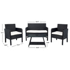 SAFAVIEH Ensemble de conversation de patio 4 pièces Zsolt en osier et acier d'extérieur - 42L x 31P x 21H