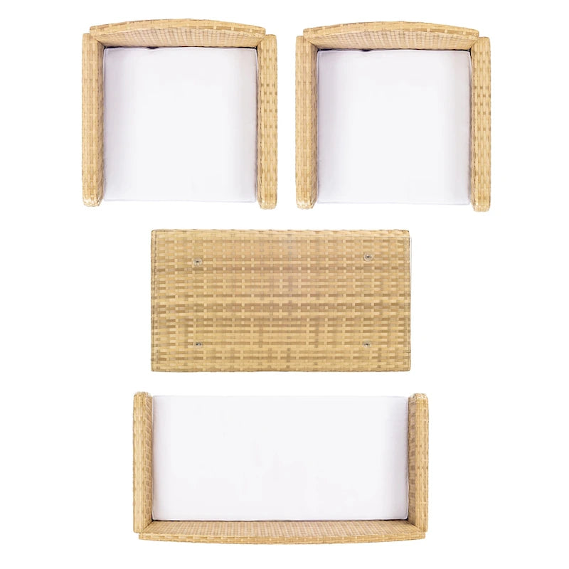 SAFAVIEH Ensemble de conversation de patio 4 pièces Zsolt en osier et acier d'extérieur - 42L x 31P x 21H