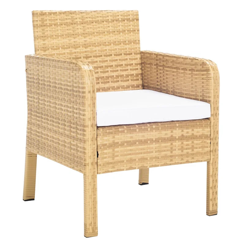 SAFAVIEH Ensemble de conversation de patio 4 pièces Zsolt en osier et acier d'extérieur - 42L x 31P x 21H