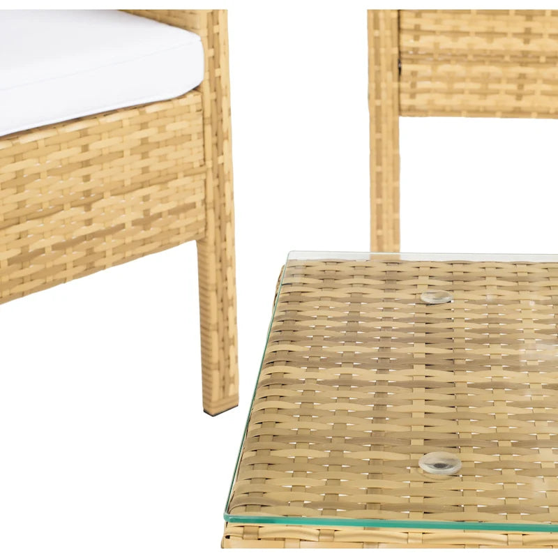 SAFAVIEH Ensemble de conversation de patio 4 pièces Zsolt en osier et acier d'extérieur - 42L x 31P x 21H