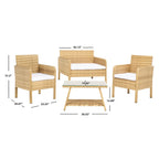 SAFAVIEH Ensemble de conversation de patio 4 pièces Zsolt en osier et acier d'extérieur - 42L x 31P x 21H