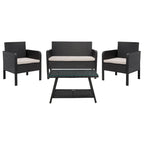 SAFAVIEH Ensemble de conversation de patio 4 pièces Zsolt en osier et acier d'extérieur - 42L x 31P x 21H