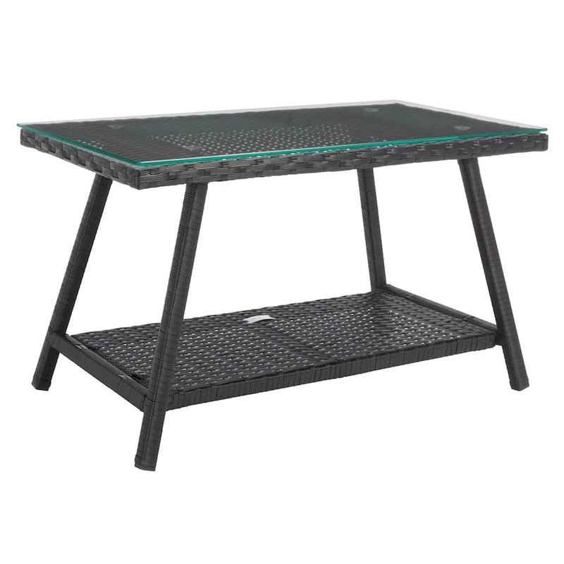 SAFAVIEH Ensemble de conversation de patio 4 pièces Zsolt en osier et acier d'extérieur - 42L x 31P x 21H