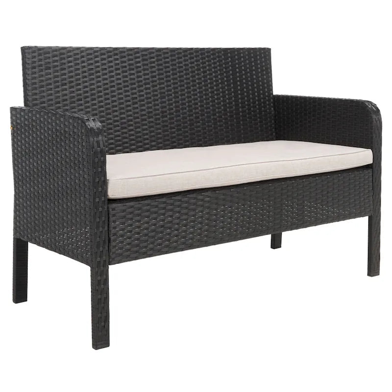 SAFAVIEH Ensemble de conversation de patio 4 pièces Zsolt en osier et acier d'extérieur - 42L x 31P x 21H
