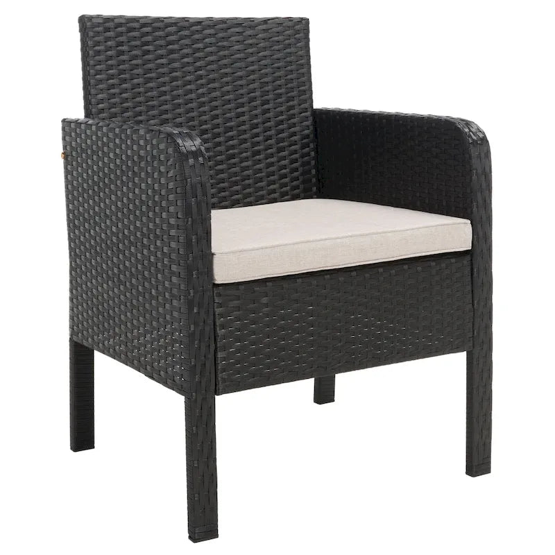 SAFAVIEH Ensemble de conversation de patio 4 pièces Zsolt en osier et acier d'extérieur - 42L x 31P x 21H