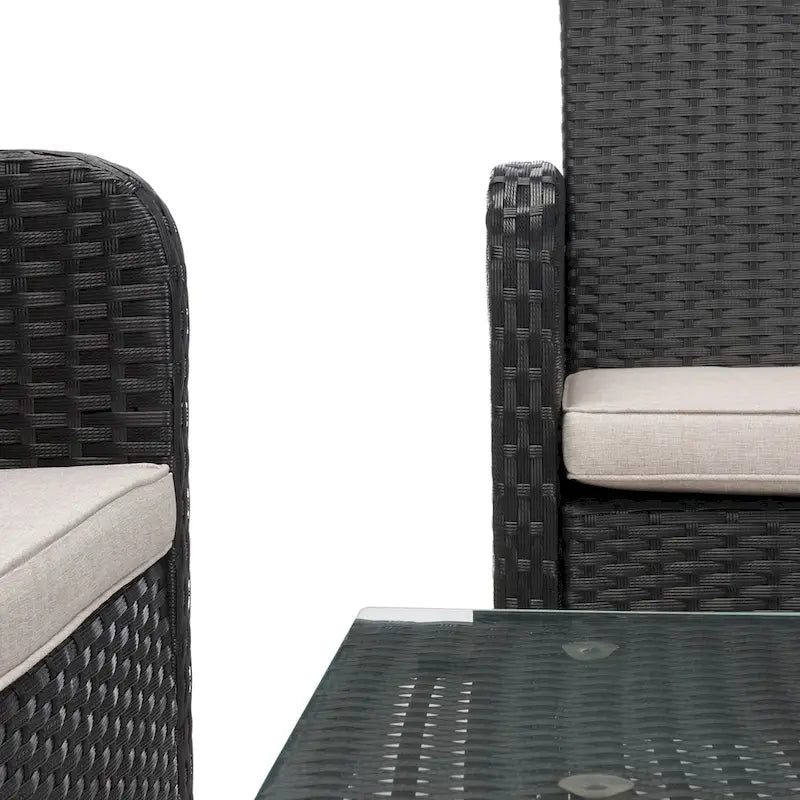 SAFAVIEH Ensemble de conversation de patio 4 pièces Zsolt en osier et acier d'extérieur - 42L x 31P x 21H