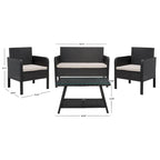 SAFAVIEH Ensemble de conversation de patio 4 pièces Zsolt en osier et acier d'extérieur - 42L x 31P x 21H