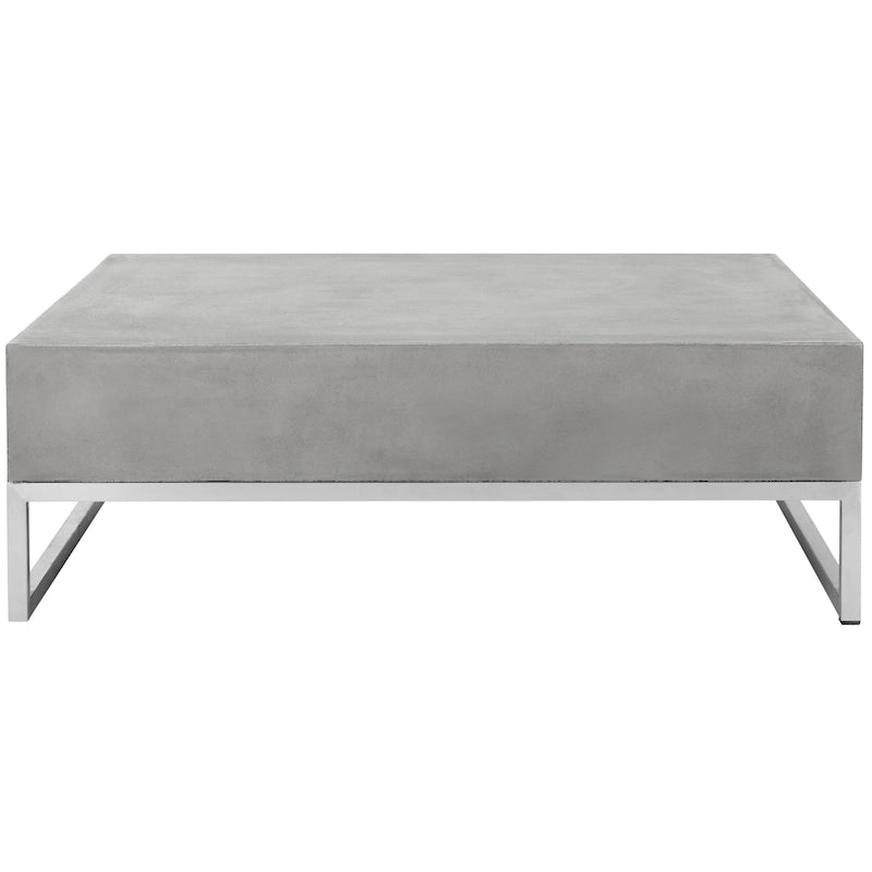 SAFAVIEH Dajana Table Basse Moderne d'Intérieur/Extérieur en Béton Gris Foncé - 34,3 x 34,3 x 11,4 - 34Lx34Px11H