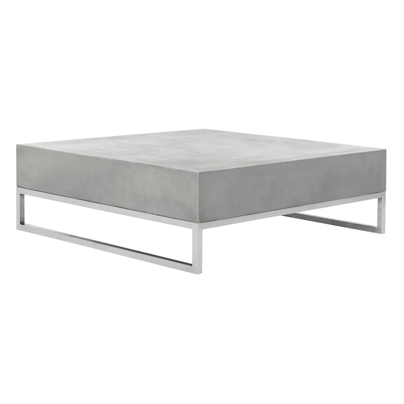SAFAVIEH Dajana Table Basse Moderne d'Intérieur/Extérieur en Béton Gris Foncé - 34,3 x 34,3 x 11,4 - 34Lx34Px11H