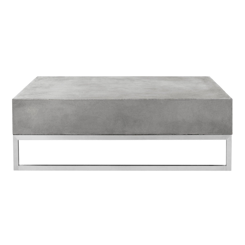 SAFAVIEH Dajana Table Basse Moderne d'Intérieur/Extérieur en Béton Gris Foncé - 34,3 x 34,3 x 11,4 - 34Lx34Px11H