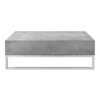 SAFAVIEH Dajana Table Basse Moderne d'Intérieur/Extérieur en Béton Gris Foncé - 34,3 x 34,3 x 11,4 - 34Lx34Px11H