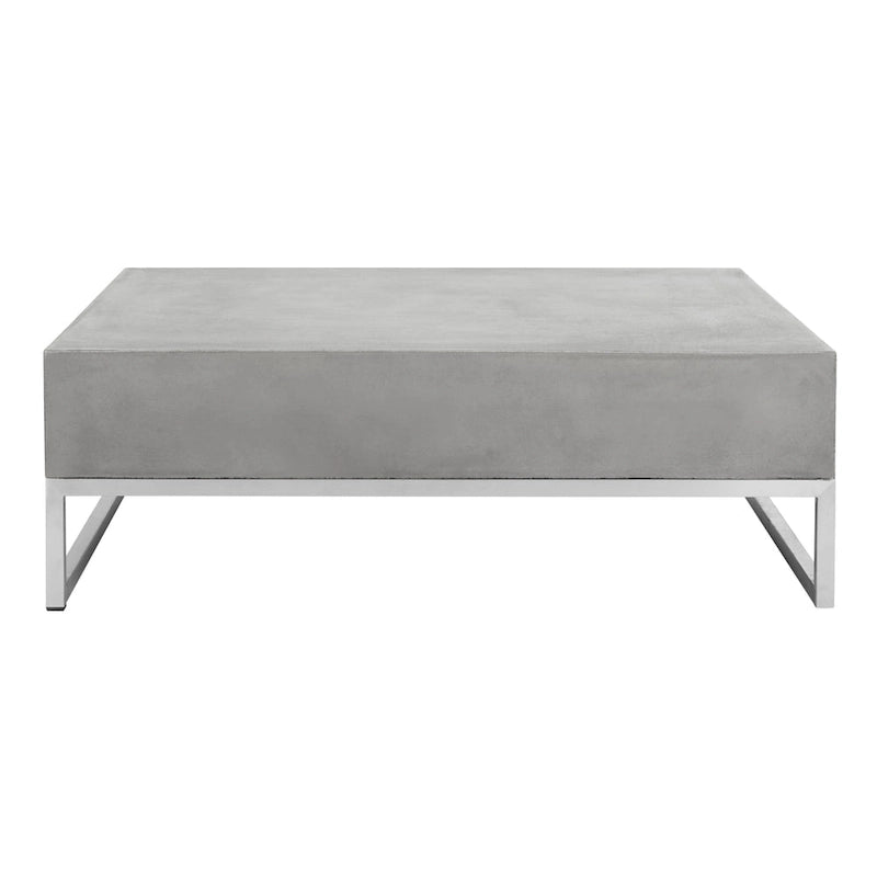SAFAVIEH Dajana Table Basse Moderne d'Intérieur/Extérieur en Béton Gris Foncé - 34,3 x 34,3 x 11,4 - 34Lx34Px11H