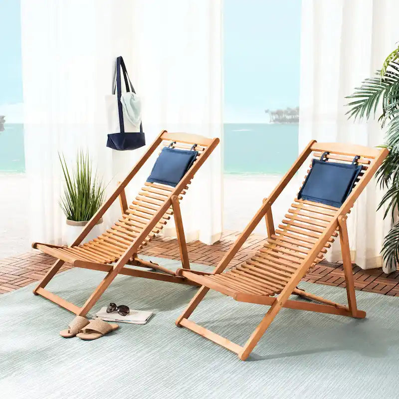 SAFAVIEH Outdoor Makena Relax Chair with Pillow (Set of 2) - 24W x 39D x 38H