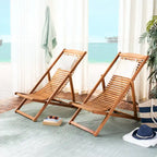 SAFAVIEH Chaise de relaxation d'extérieur Makena avec coussin (lot de 2) - 24L x 39P x 38H