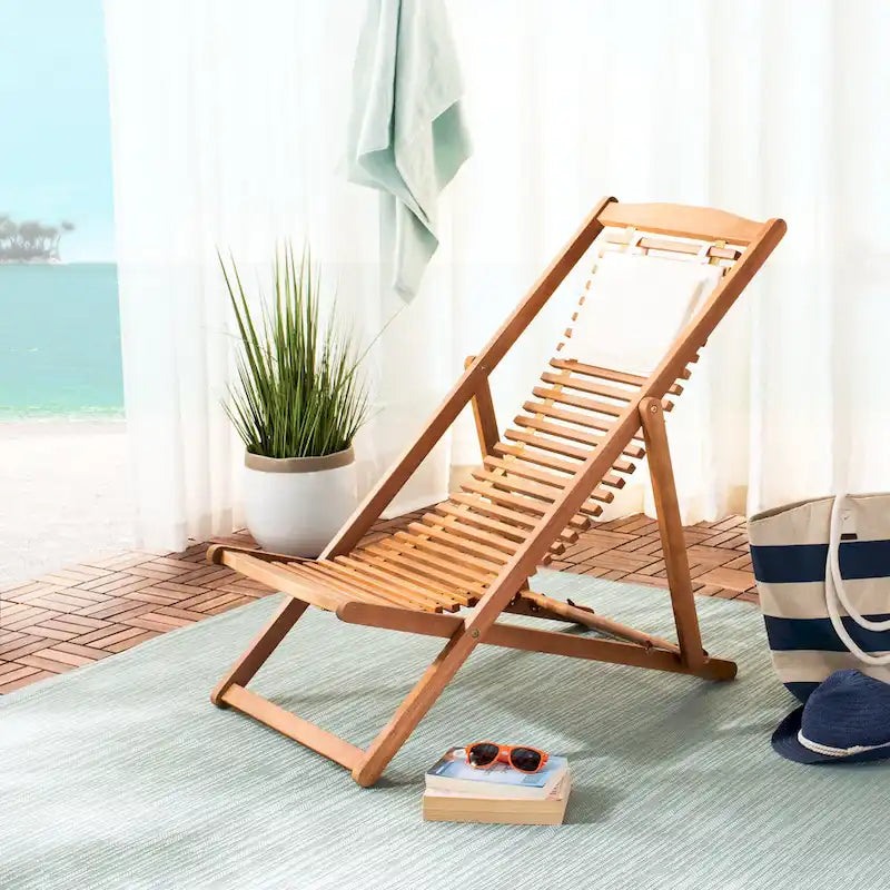SAFAVIEH Chaise de relaxation d'extérieur Makena avec coussin (lot de 2) - 24L x 39P x 38H