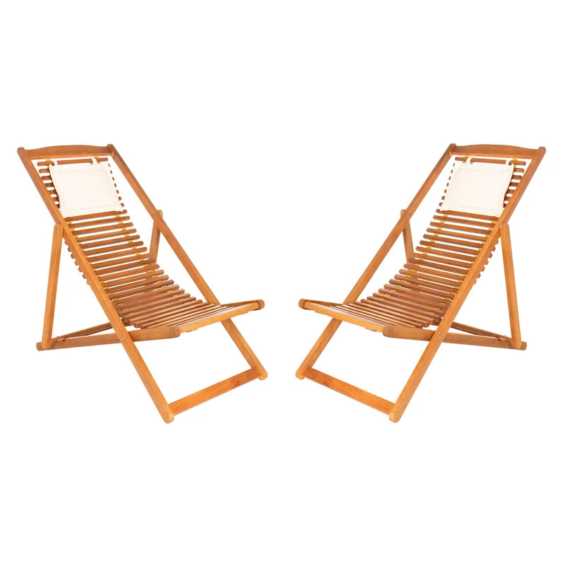 SAFAVIEH Chaise de relaxation d'extérieur Makena avec coussin (lot de 2) - 24L x 39P x 38H