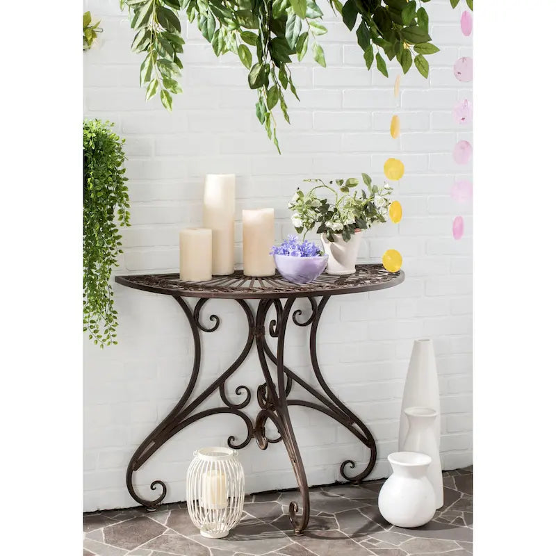 SAFAVIEH Table d'appoint d'extérieur Tatyanna Annalise en fer - 36L x 19P x 29H