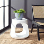 Table d'appoint d'extérieur en béton Geronda SAFAVIEH - 17,72 L x 17,72 P x 17,72 H - 18Lx18Px18H