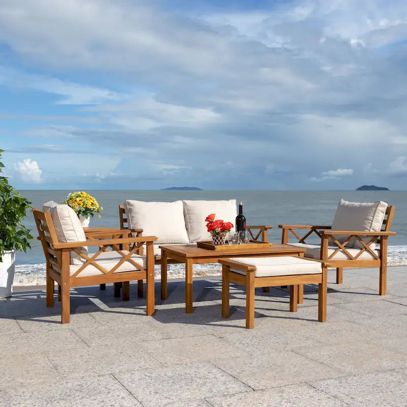 SAFAVIEH Outdoor Unnur Ensemble d'extérieur 6 pièces - 344L x 30P x 28H