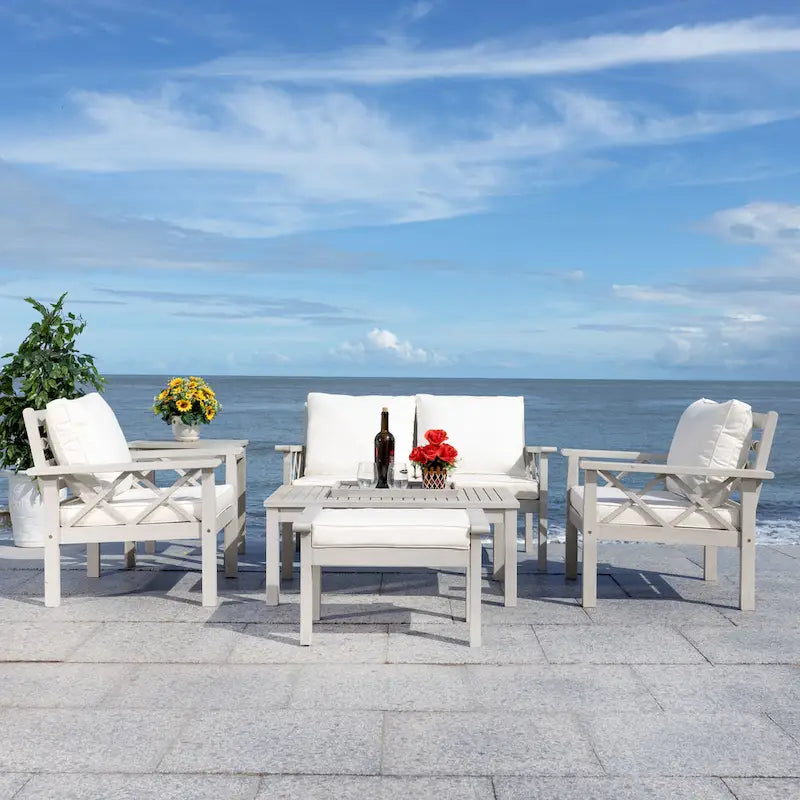 SAFAVIEH Outdoor Unnur Ensemble d'extérieur 6 pièces - 344L x 30P x 28H