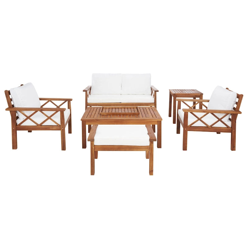 SAFAVIEH Outdoor Unnur Ensemble d'extérieur 6 pièces - 344L x 30P x 28H