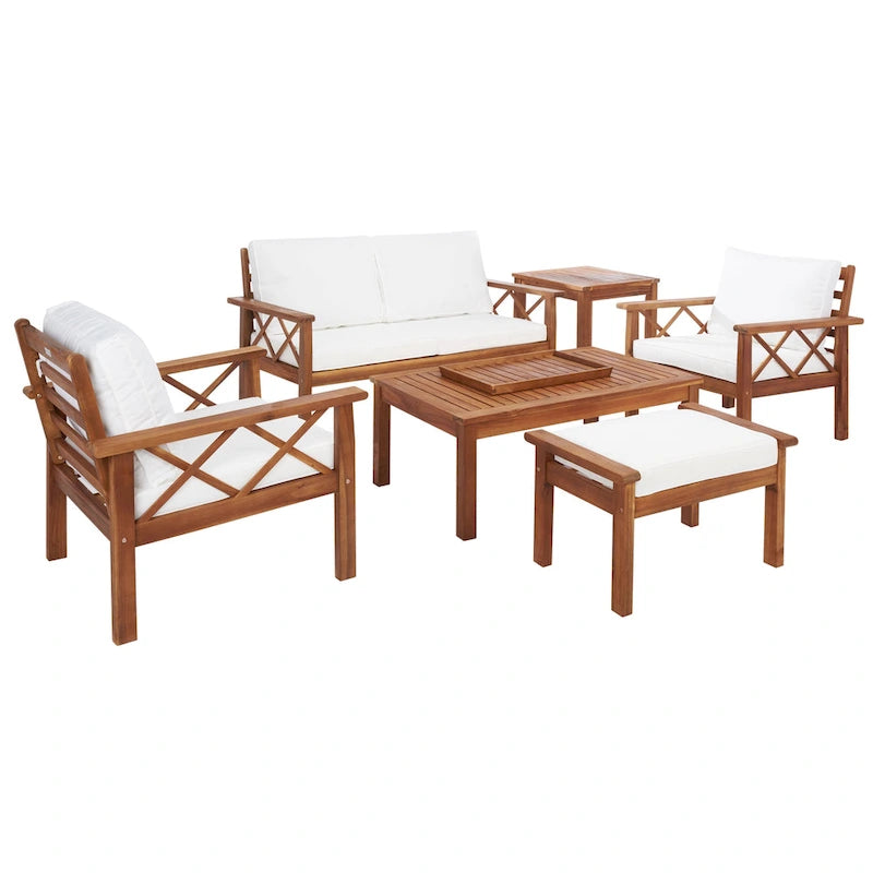 SAFAVIEH Outdoor Unnur Ensemble d'extérieur 6 pièces - 344L x 30P x 28H