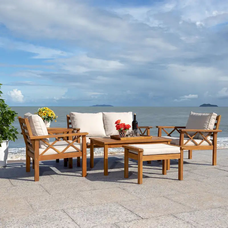 SAFAVIEH Outdoor Unnur Ensemble d'extérieur 6 pièces - 344L x 30P x 28H