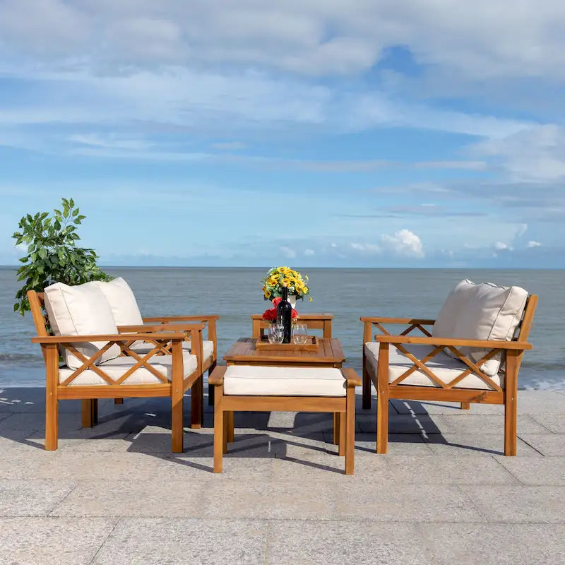 SAFAVIEH Outdoor Unnur Ensemble d'extérieur 6 pièces - 344L x 30P x 28H