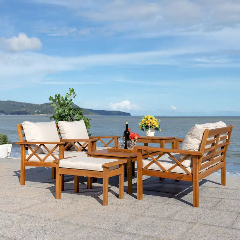 SAFAVIEH Outdoor Unnur Ensemble d'extérieur 6 pièces - 344L x 30P x 28H