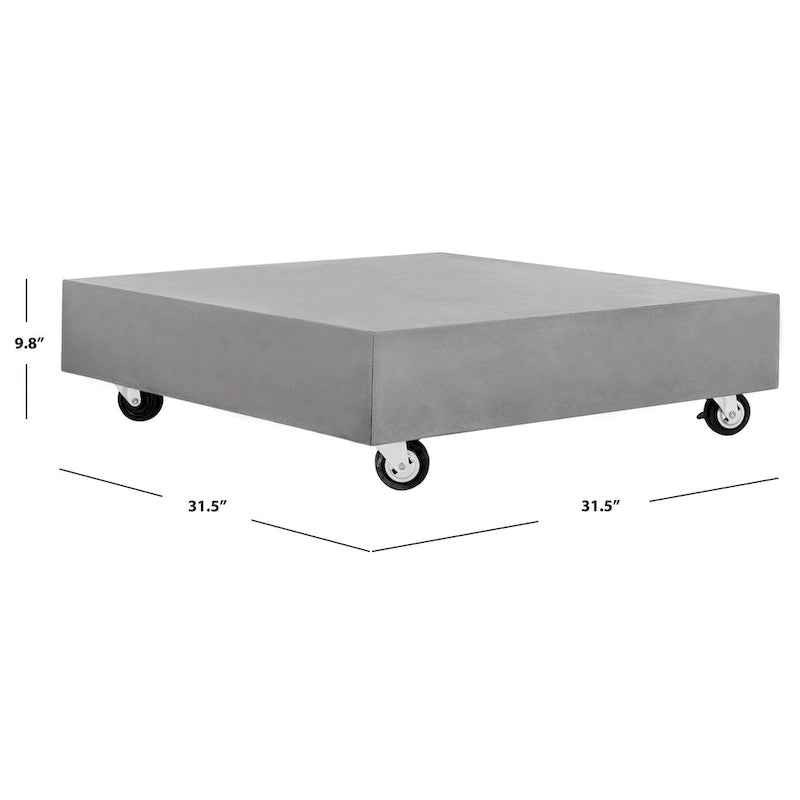 SAFAVIEH Table basse d'extérieur Llio moderne en béton - 31,5 L x 31,5 P x 9,8 H - 32Lx32Px10H