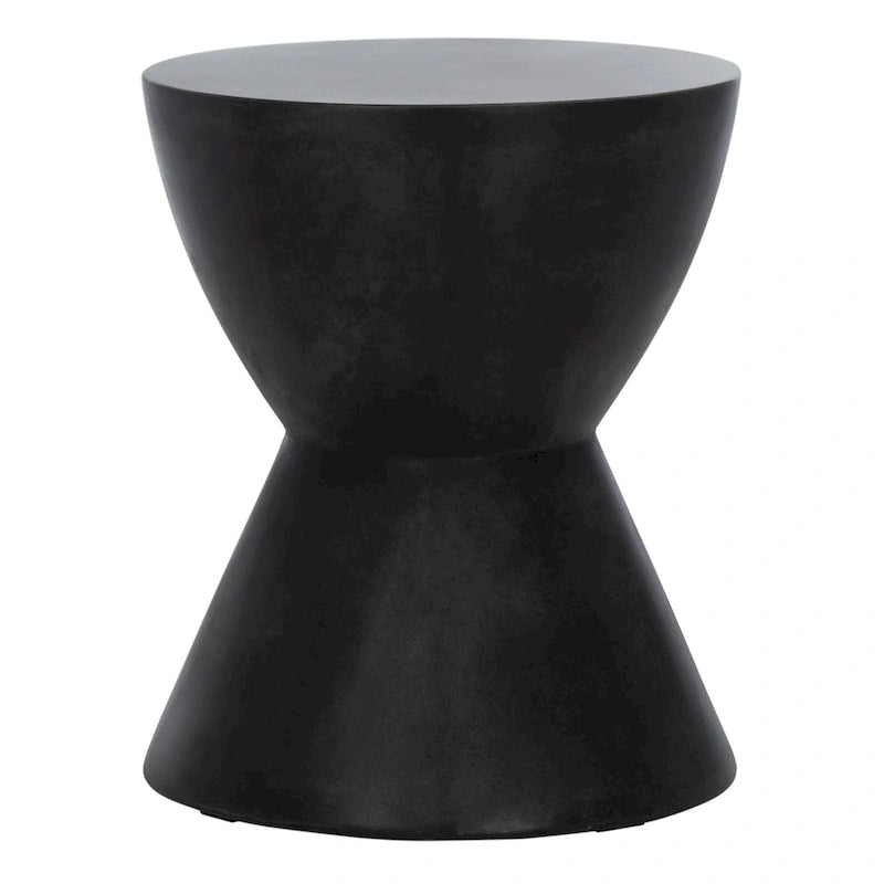 Table d'appoint ronde moderne en béton noir pour l'intérieur/l'extérieur Elektra de SAFAVIEH - 14,9 L x 14,9 P x 17,7 H - 15Wx15Dx18H