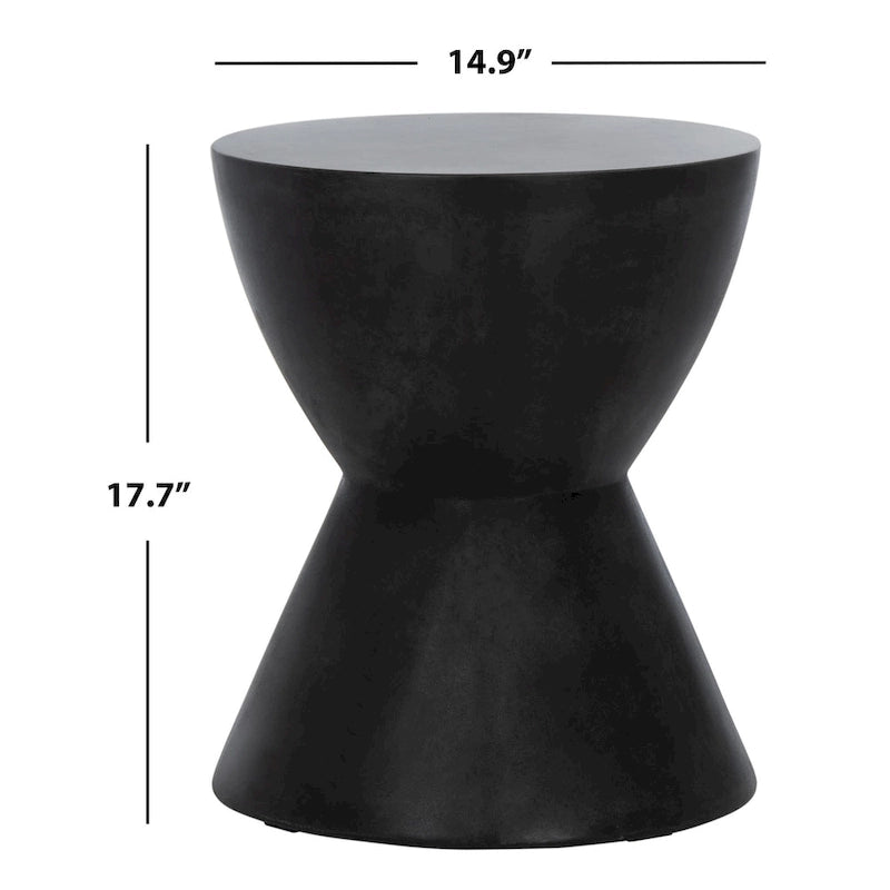 Table d'appoint ronde moderne en béton noir pour l'intérieur/l'extérieur Elektra de SAFAVIEH - 14,9 L x 14,9 P x 17,7 H - 15Wx15Dx18H