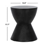 Table d'appoint ronde moderne en béton noir pour l'intérieur/l'extérieur Elektra de SAFAVIEH - 14,9 L x 14,9 P x 17,7 H - 15Wx15Dx18H
