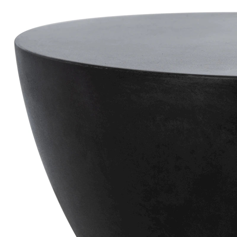 Table d'appoint ronde moderne en béton noir pour l'intérieur/l'extérieur Elektra de SAFAVIEH - 14,9 L x 14,9 P x 17,7 H - 15Wx15Dx18H