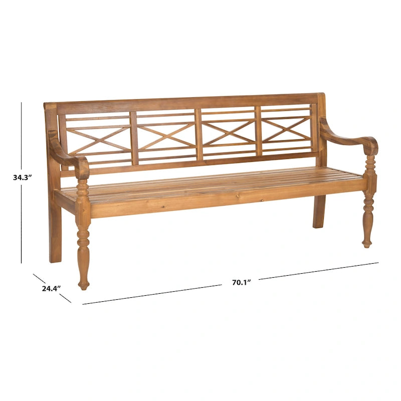 Banc extérieur en bois d'acacia Ruwaydah SAFAVIEH - 70Lx24Px34H