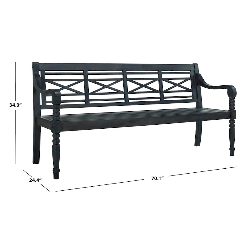 Banc extérieur en bois d'acacia Ruwaydah SAFAVIEH - 70Lx24Px34H