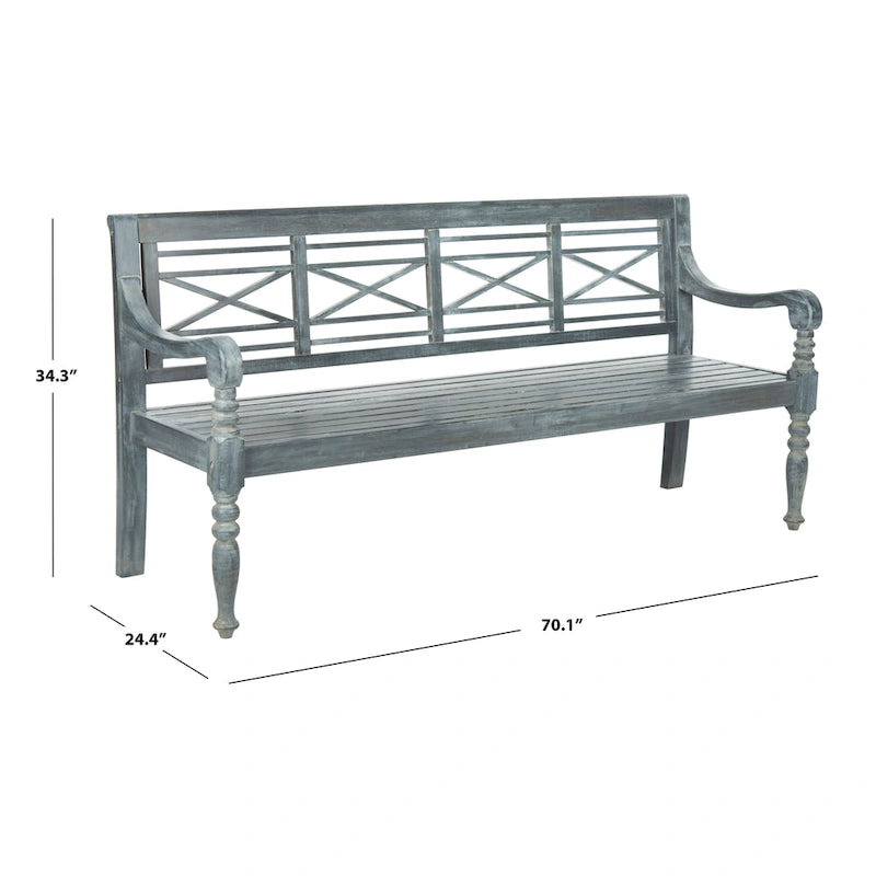 Banc extérieur en bois d'acacia Ruwaydah SAFAVIEH - 70Lx24Px34H