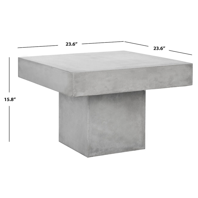 SAFAVIEH Oili Table basse moderne en béton gris foncé pour l'intérieur/extérieur - 23,6 x 23,6 x 15,8 - 24Lx24Px16H
