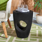 SAFAVIEH Hadil Table d'appoint ronde moderne en béton noir pour l'intérieur/l'extérieur - 14,1 L x 14,1 l x 17,7 H - 14 L x 14 P x 18 H