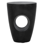 SAFAVIEH Hadil Table d'appoint ronde moderne en béton noir pour l'intérieur/l'extérieur - 14,1 L x 14,1 l x 17,7 H - 14 L x 14 P x 18 H