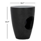 SAFAVIEH Hadil Table d'appoint ronde moderne en béton noir pour l'intérieur/l'extérieur - 14,1 L x 14,1 l x 17,7 H - 14 L x 14 P x 18 H