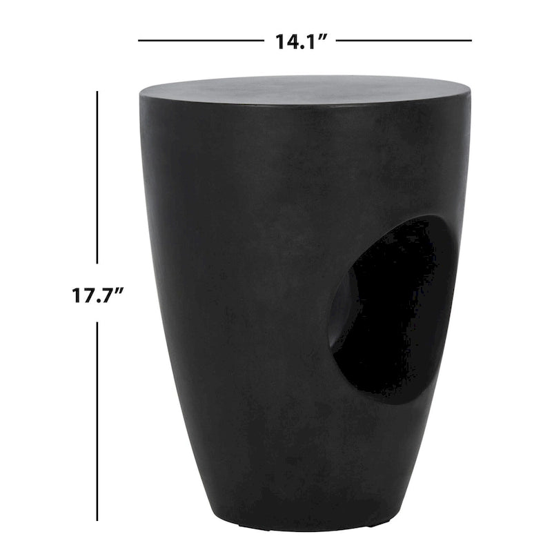 SAFAVIEH Hadil Table d'appoint ronde moderne en béton noir pour l'intérieur/l'extérieur - 14,1 L x 14,1 l x 17,7 H - 14 L x 14 P x 18 H