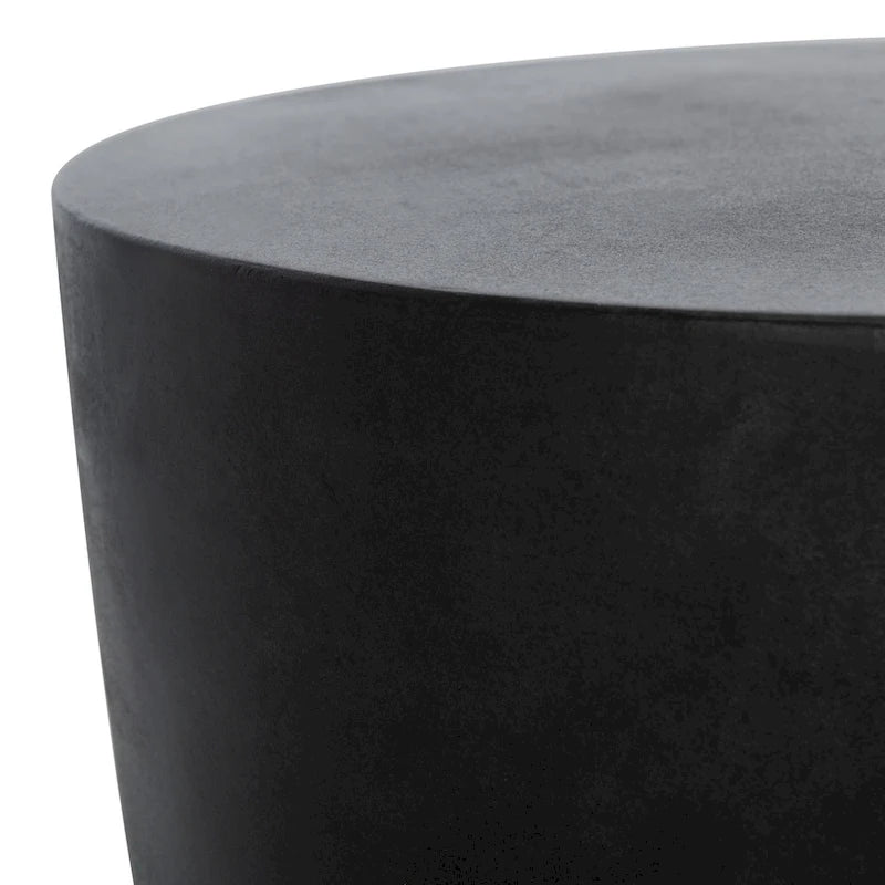 SAFAVIEH Hadil Table d'appoint ronde moderne en béton noir pour l'intérieur/l'extérieur - 14,1 L x 14,1 l x 17,7 H - 14 L x 14 P x 18 H