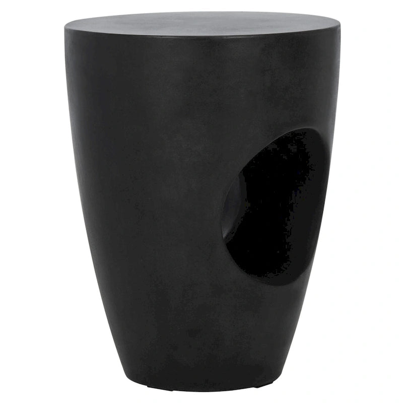 SAFAVIEH Hadil Table d'appoint ronde moderne en béton noir pour l'intérieur/l'extérieur - 14,1 L x 14,1 l x 17,7 H - 14 L x 14 P x 18 H