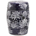 SAFAVIEH Lulie Tabouret de Jardin Décoratif en Céramique Motif Floral Peint Midnight Navy/Blanc