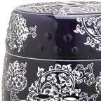 SAFAVIEH Lulie Tabouret de Jardin Décoratif en Céramique Motif Floral Peint Midnight Navy/Blanc