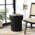 SAFAVIEH Ulya Table d'appoint ronde moderne en béton noir pour intérieur/extérieur - 15,7 l x 15,7 L x 17,7 H - 16Lx16Px18H